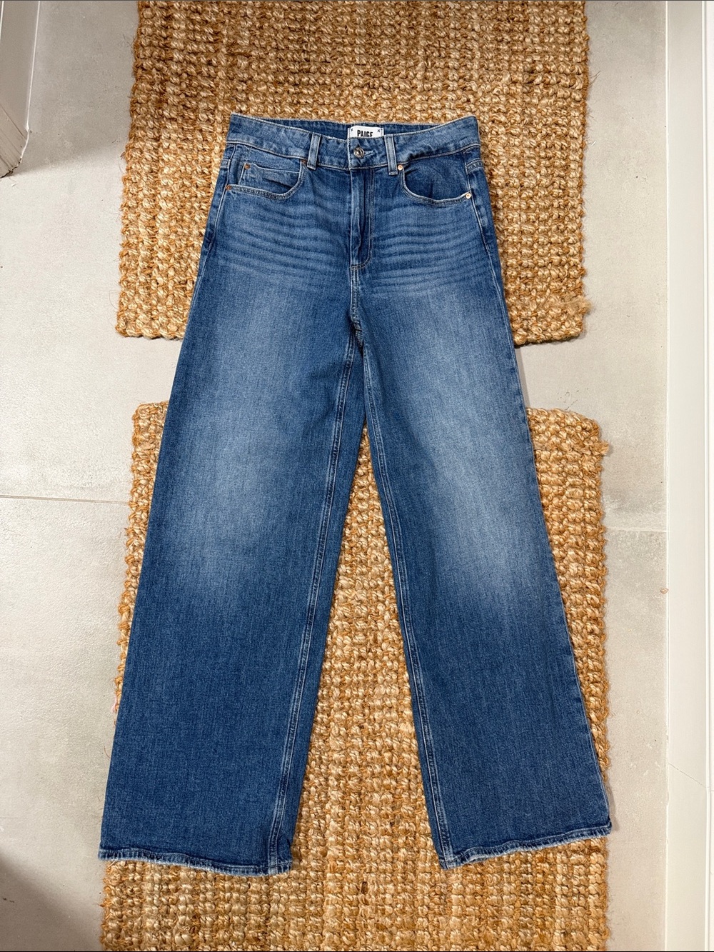 PAIGE Wide-Leg Denim Jeans in Medium Blue